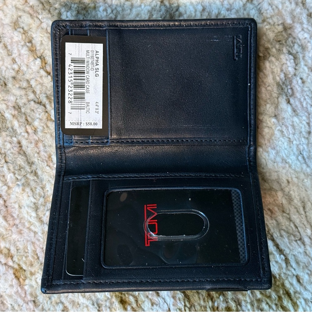 Tumi Black Multi-Window Leather Wallet